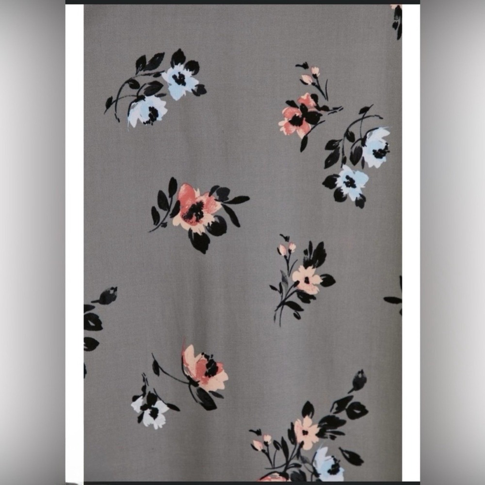 Torrid Gray Floral Challis Zip-Front 3/4 Tab Sleeve Shirt Dress Size‎ 4X - Picture 8 of 13